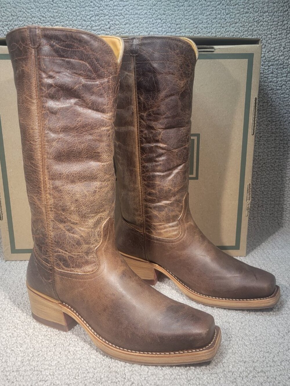 Tecovas The Charlie Women's Size 7.5B Cafe Goat Stovepipe Boots - Picture 5 of 11